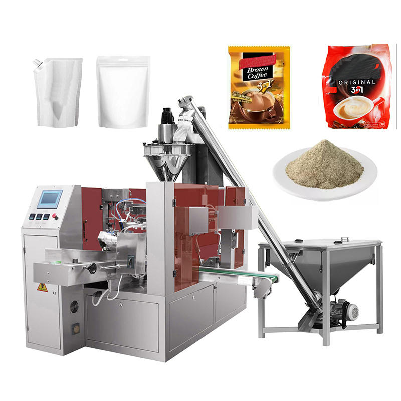 Automatic Eight position Rotary Augar Starch Flour Zipper Bag Packaging Machine