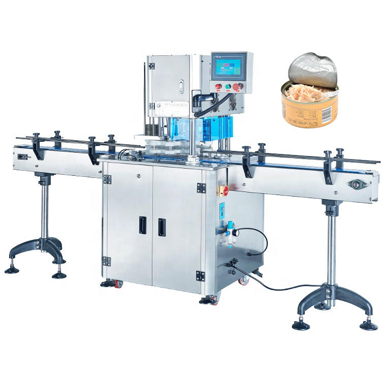 Fully Automatic Can Packing Tuna  Sealing Machine Food Easy Open Paper PET Tin Can Sealing Seamer Machine