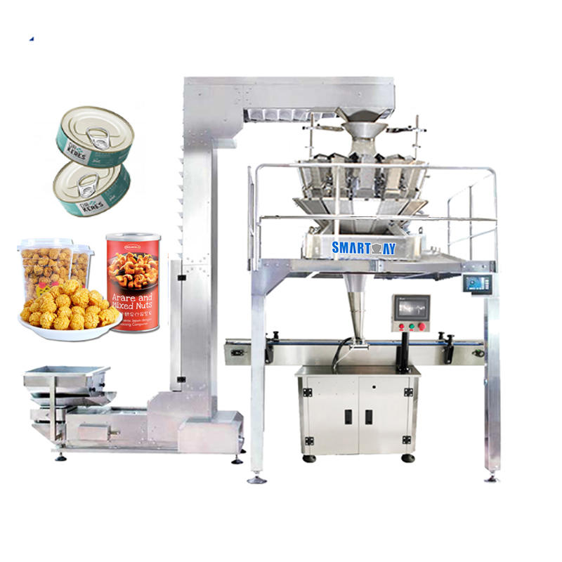 Automatic Combination Weigher Filling System Solid Granule Packaging Machine With Jar Cans Sealing Capping Machine