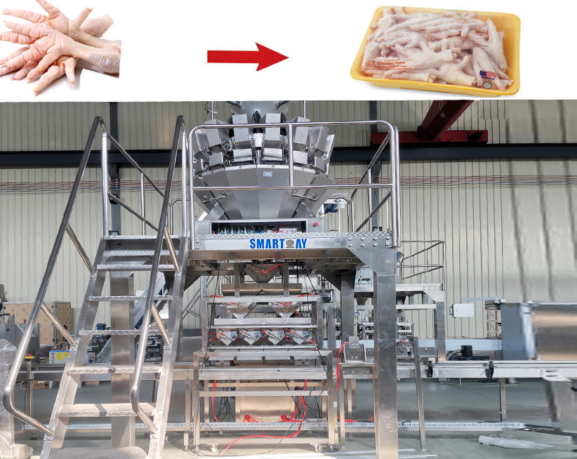 Automatic Chicken Paws Packing Machine In Tray